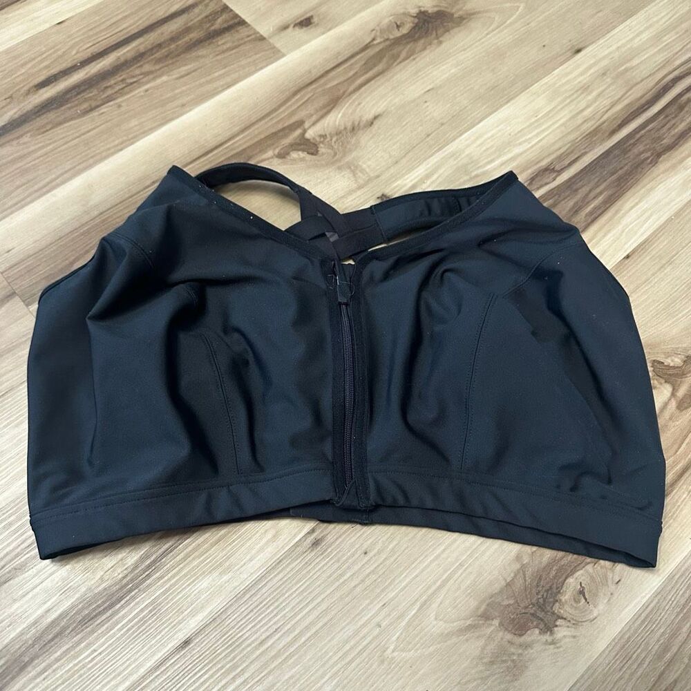 Glamorise sport black strappy wireless supportive 44G bra